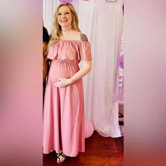 **LAST CHANCE!! Entro Dusty Pink Off the Shoulder Maxi Dress - Picture 2 of 2